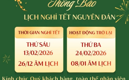 LỊCH NGHỈ TẾT NGUYÊN ĐÁN 2026