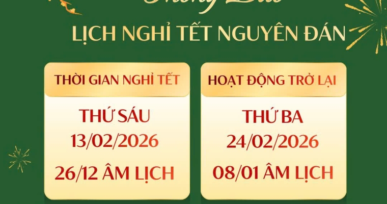 LỊCH NGHỈ TẾT NGUYÊN ĐÁN 2026